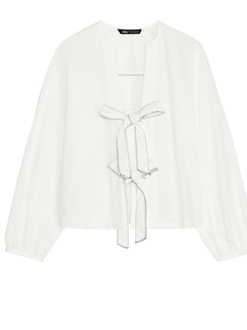 Zara White Tie-Front Blouse- Like New